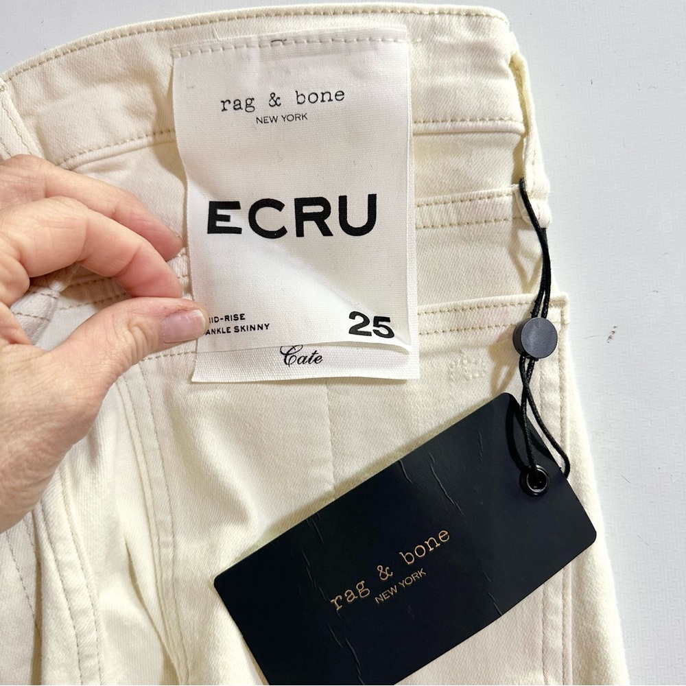 rag & bone Cate Mid Rise Ankle Skinny Jeans in Ecru Size 25 - NWT - Picture 7 of 9